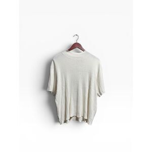 Vintage Villager Liz Claiborne Ribbed Top Women’s 3X White Mock Neck Minimalist